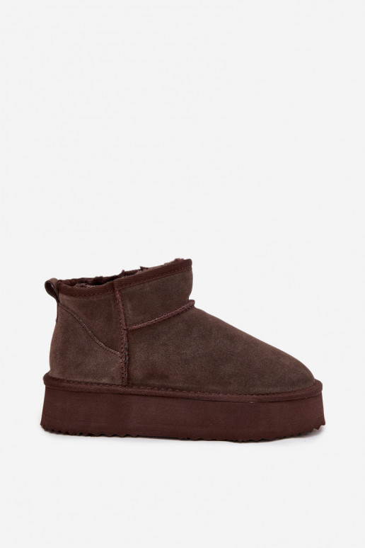 Bottes de neige pour femmes en daim synthétique avec plateforme Vinceza 97962 en couleur chocolat