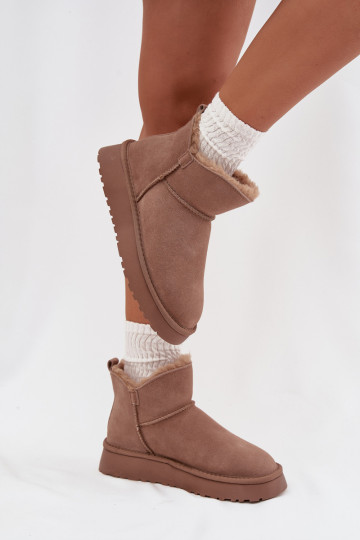 Bottes de neige couleur sable en daim synthétique avec isolation et doublure en fourrure Vinceza 97961