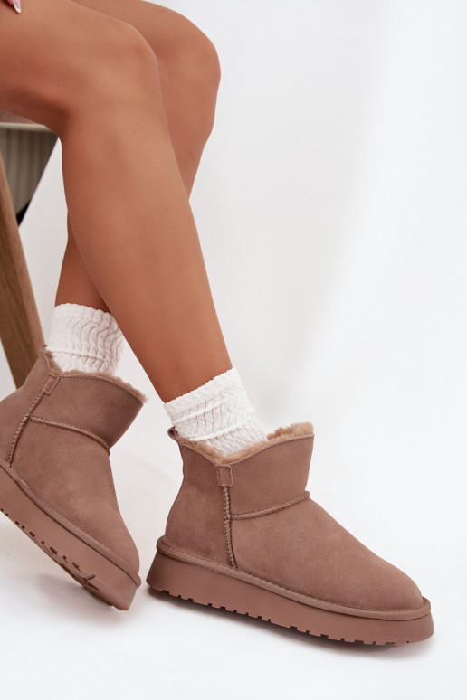 Bottes de neige couleur sable en daim synthétique avec isolation et doublure en fourrure Vinceza 97961