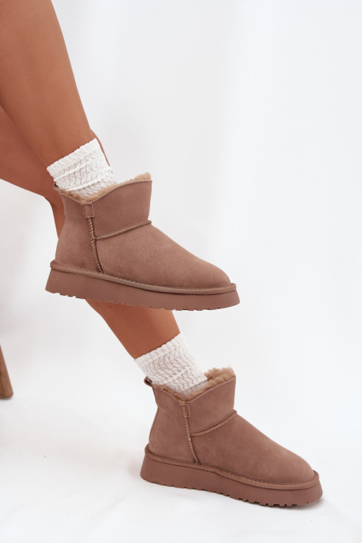 Bottes de neige couleur sable en daim synthétique avec isolation et doublure en fourrure Vinceza 97961