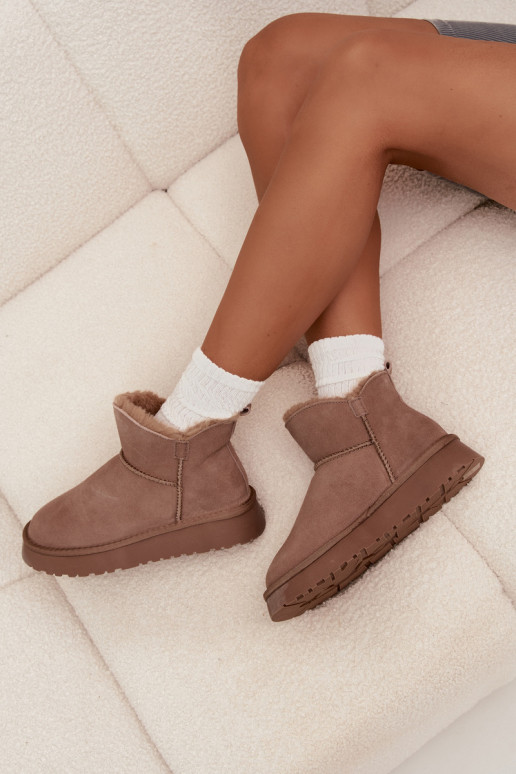 Bottes de neige couleur sable en daim synthétique avec isolation et doublure en fourrure Vinceza 97961