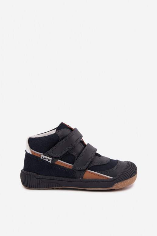Chaussures pour enfants en cuir bleu foncé Bartek 8631676