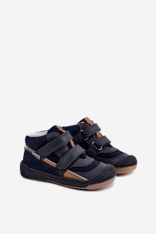 Chaussures pour enfants en cuir bleu foncé Bartek 8631676