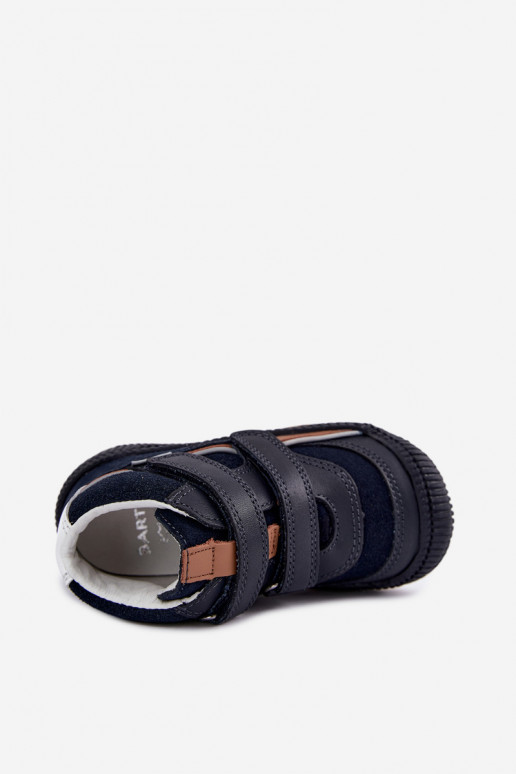 Chaussures pour enfants en cuir bleu foncé Bartek 8631676