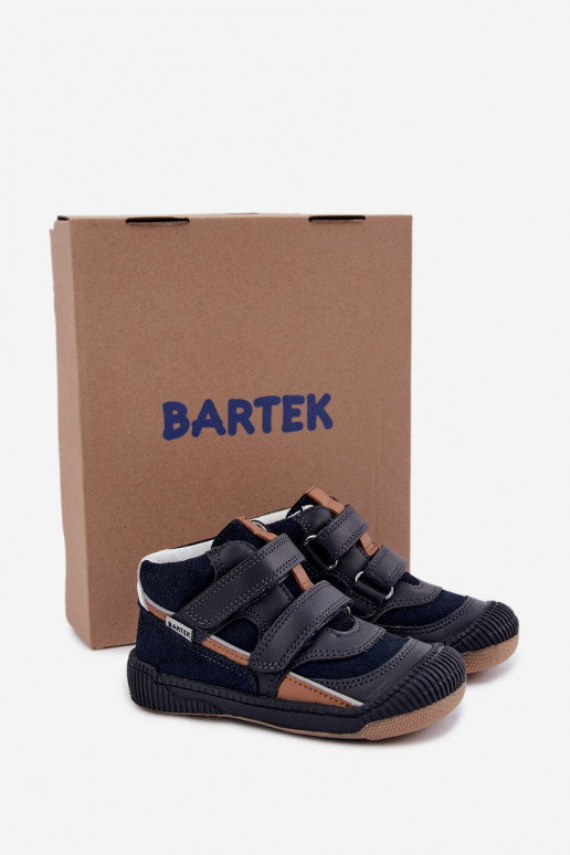 Chaussures pour enfants en cuir bleu foncé Bartek 8631676
