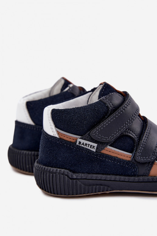 Chaussures pour enfants en cuir bleu foncé Bartek 8631676