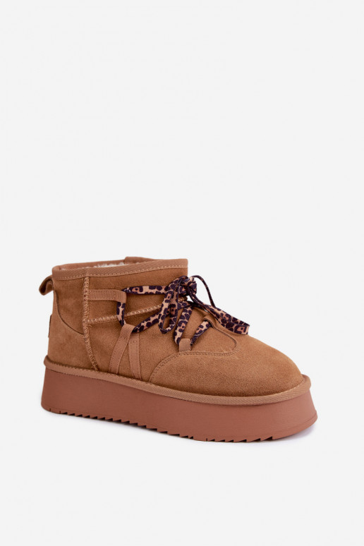 Bottes de neige en faux daim marron avec plateforme et détails élégants GOE UU2N4920