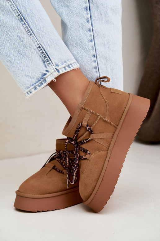 Bottes de neige en faux daim marron avec plateforme et détails élégants GOE UU2N4920