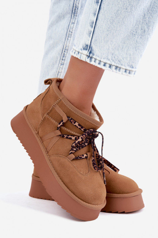 Bottes de neige en faux daim marron avec plateforme et détails élégants GOE UU2N4920