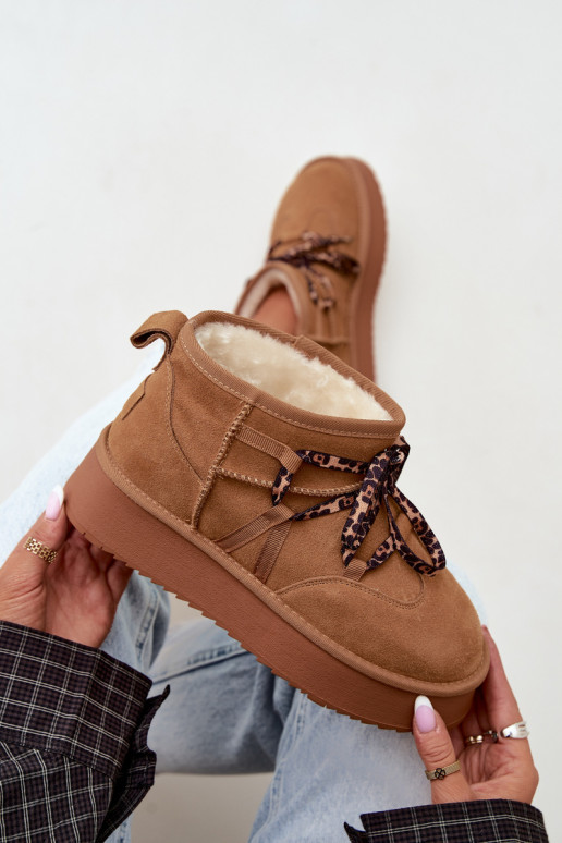 Bottes de neige en faux daim marron avec plateforme et détails élégants GOE UU2N4920