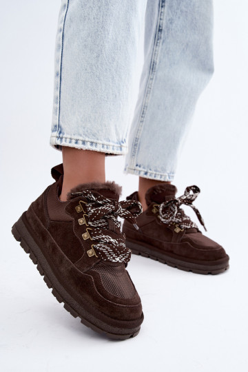Bottes de neige avec lacets en faux daim GOE UU2N4921 CzekoladoĮe