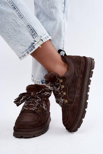 Bottes de neige avec lacets en faux daim GOE UU2N4921 CzekoladoĮe 2