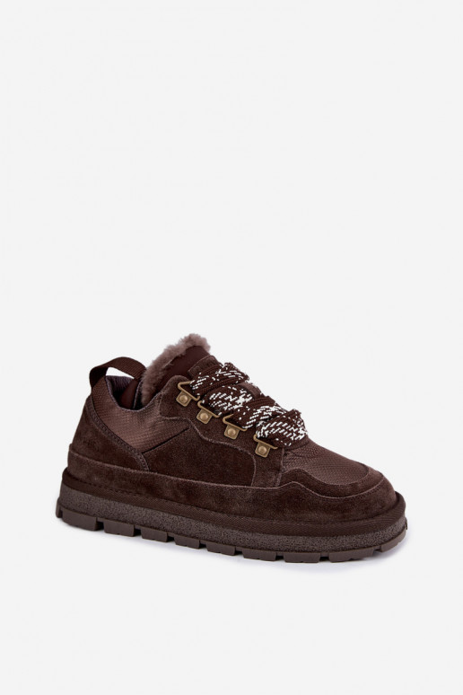 Bottes de neige avec lacets en faux daim GOE UU2N4921 CzekoladoĮe