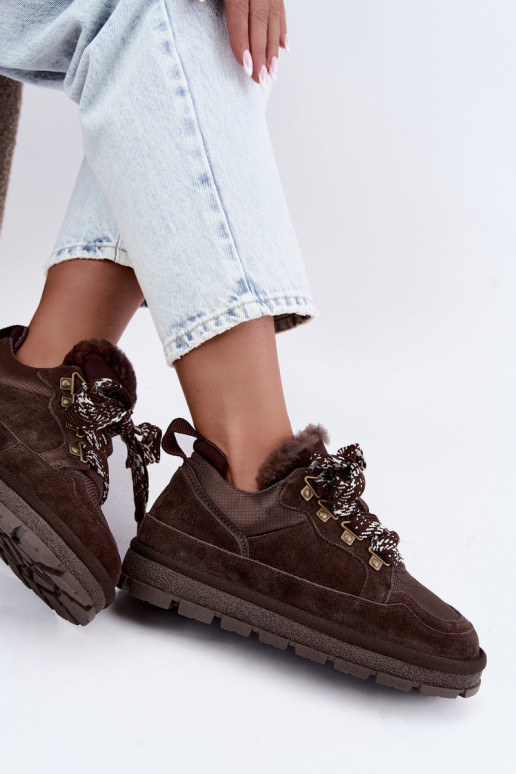 Bottes de neige avec lacets en faux daim GOE UU2N4921 CzekoladoĮe