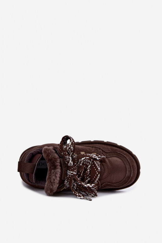 Bottes de neige avec lacets en faux daim GOE UU2N4921 CzekoladoĮe