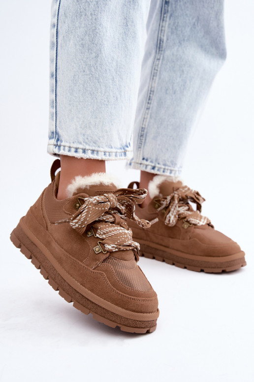 Bottes de neige brunes avec lacets en faux daim GOE UU2N4922