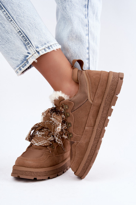 Bottes de neige brunes avec lacets en faux daim GOE UU2N4922