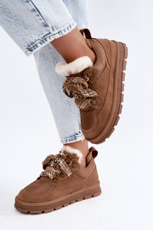 Bottes de neige brunes avec lacets en faux daim GOE UU2N4922