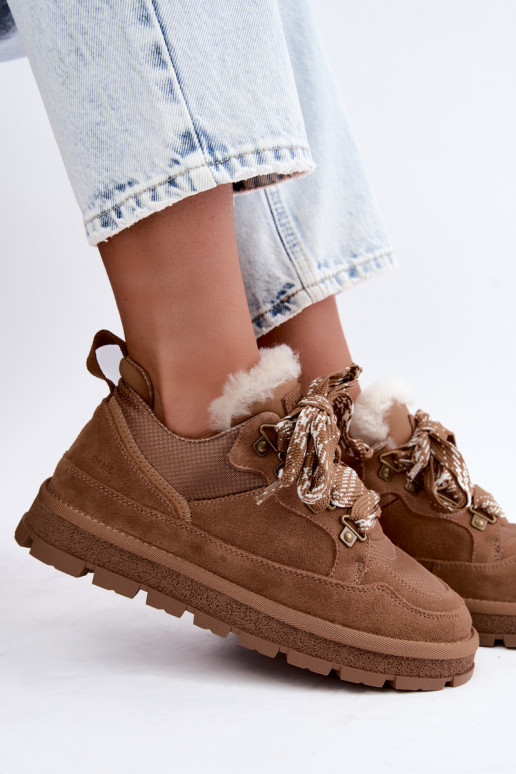 Bottes de neige brunes avec lacets en faux daim GOE UU2N4922