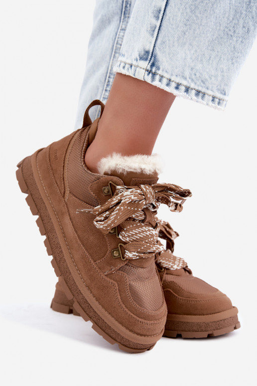 Bottes de neige brunes avec lacets en faux daim GOE UU2N4922