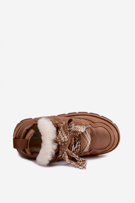 Bottes de neige brunes avec lacets en faux daim GOE UU2N4922