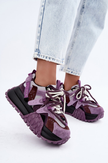 Baskets violettes en faux daim avec plateforme GOE UU2N4016 2