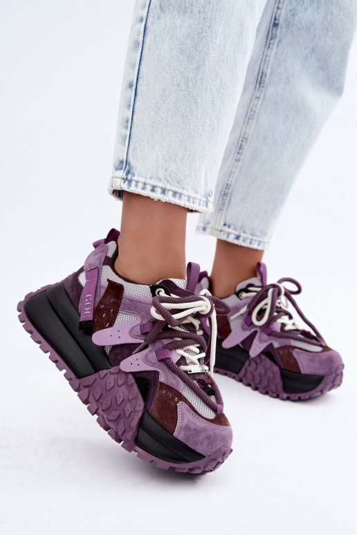 Baskets violettes en faux daim avec plateforme GOE UU2N4016