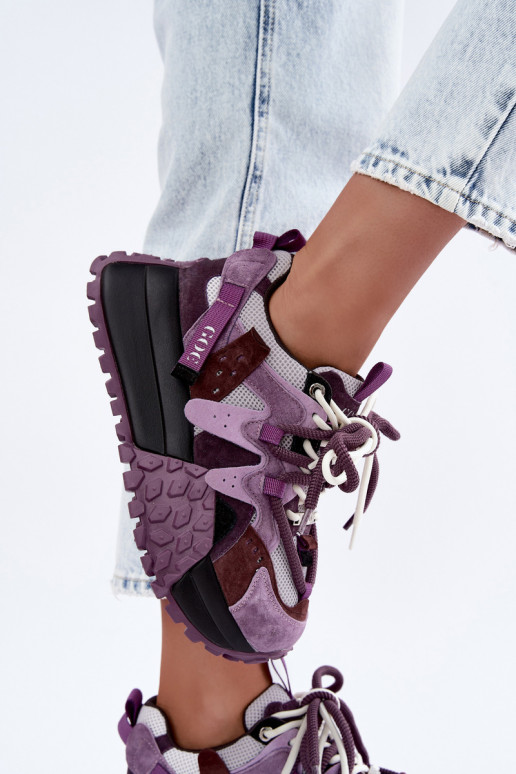 Baskets violettes en faux daim avec plateforme GOE UU2N4016