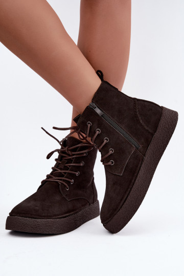Bottines isolées en faux daim Sergio Leone BT-30 CzekoladoĮe 2