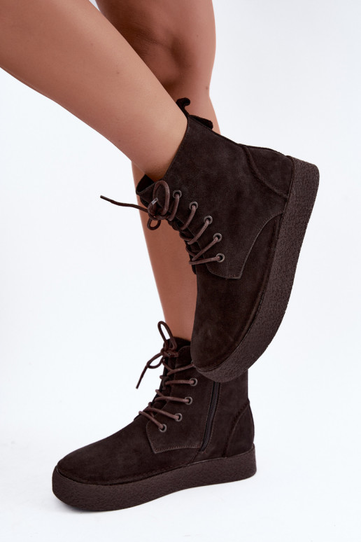 Bottines isolées en faux daim Sergio Leone BT-30 CzekoladoĮe