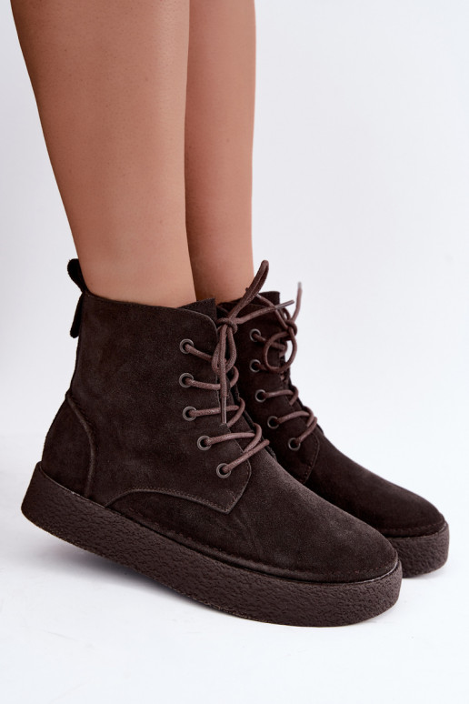 Bottines isolées en faux daim Sergio Leone BT-30 CzekoladoĮe