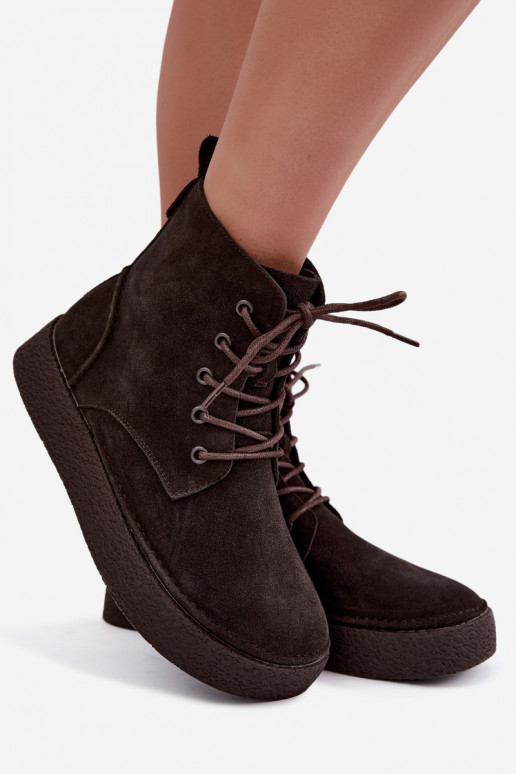 Bottines isolées en faux daim Sergio Leone BT-30 CzekoladoĮe