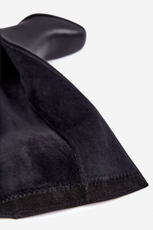 Bottes hautes noires en cuir isolées avec talons et boucles Sergio Leone KZ-31