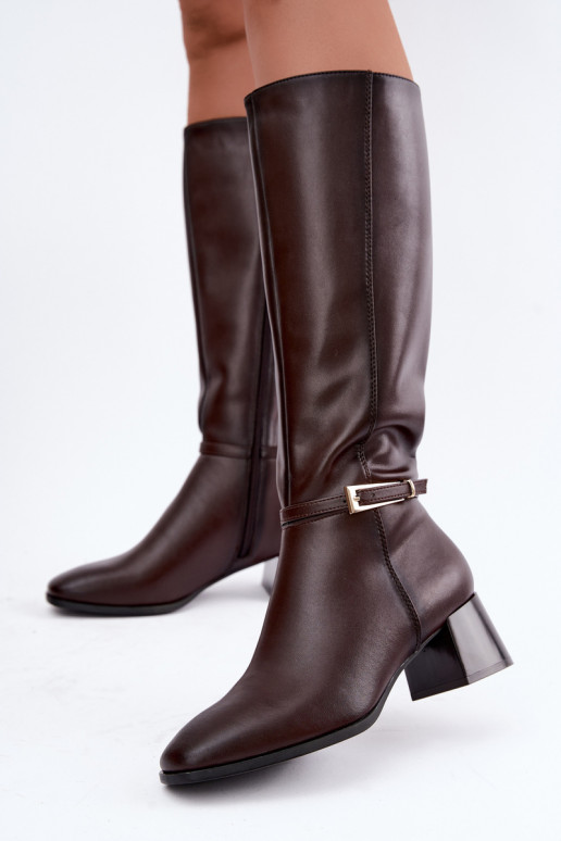 Bottes hautes en cuir isolées avec talons et boucles Sergio Leone KZ-31