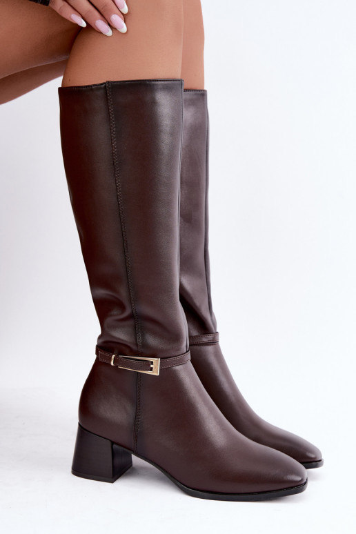 Bottes hautes en cuir isolées avec talons et boucles Sergio Leone KZ-31