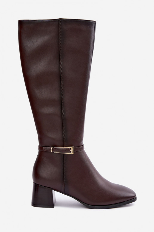 Bottes hautes en cuir isolées avec talons et boucles Sergio Leone KZ-31