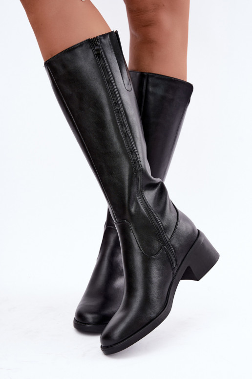 Bottes hautes noires en cuir isolées Klocke Sergio Leone KZ-17