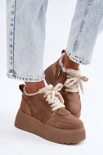 Bottes de neige pour femmes avec plateforme et fourrure Luma sable
