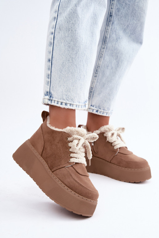 Bottes de neige pour femmes avec plateforme et fourrure Luma sable