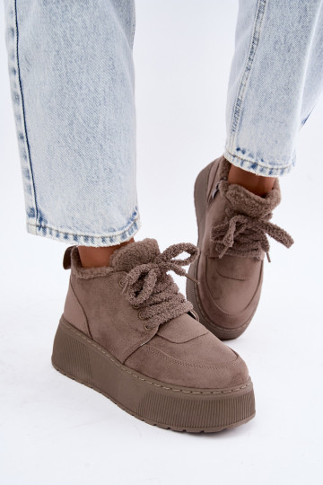 Bottes de neige pour femmes avec plateforme et fourrure Luma argile