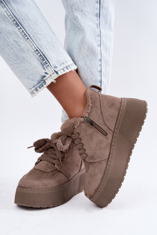 Bottes de neige pour femmes avec plateforme et fourrure Luma argile