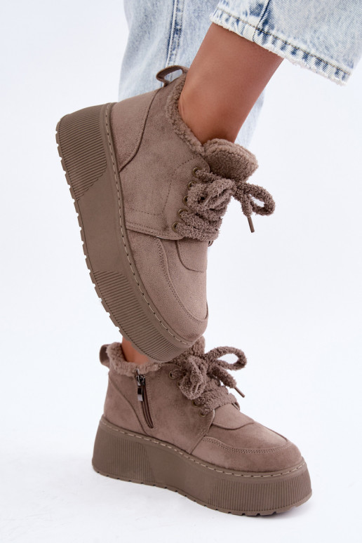 Bottes de neige pour femmes avec plateforme et fourrure Luma argile