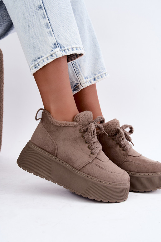 Bottes de neige pour femmes avec plateforme et fourrure Luma argile