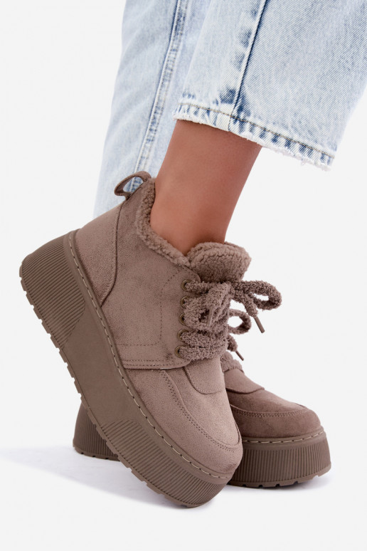 Bottes de neige pour femmes avec plateforme et fourrure Luma argile