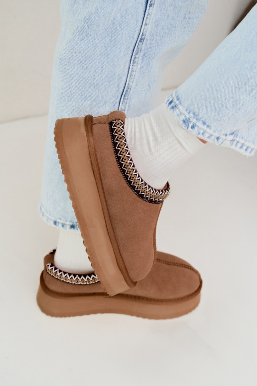 Bottes de neige en daim synthétique avec bande décorative Vinceza 97972 marron