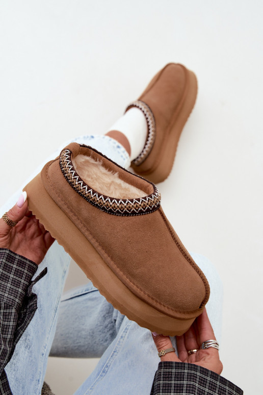 Bottes de neige en daim synthétique avec bande décorative Vinceza 97972 marron