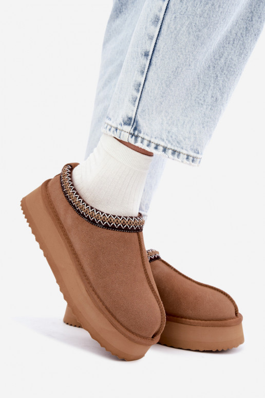 Bottes de neige en daim synthétique avec bande décorative Vinceza 97972 marron