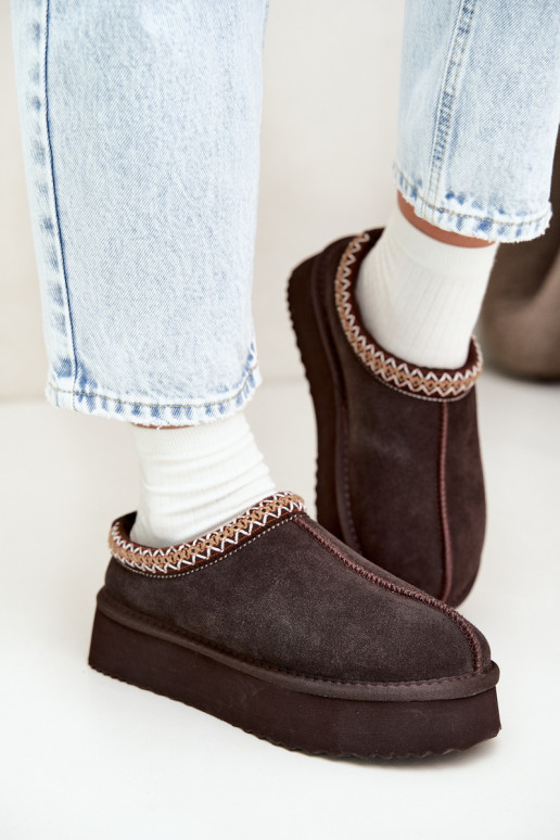 Bottes de neige en daim synthétique avec bande décorative Vinceza 97972 chocolat