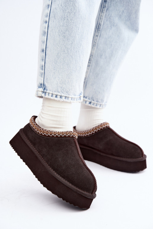 Bottes de neige en daim synthétique avec bande décorative Vinceza 97972 chocolat