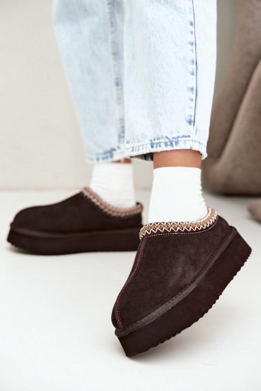 Bottes de neige en daim synthétique avec bande décorative Vinceza 97972 chocolat